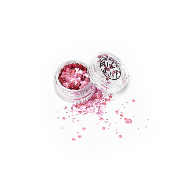 DISCO DUST LONDON BIODEGRADABLE GLITTER - EXTRA CHUNKY MIX - ROSE PINK 3g